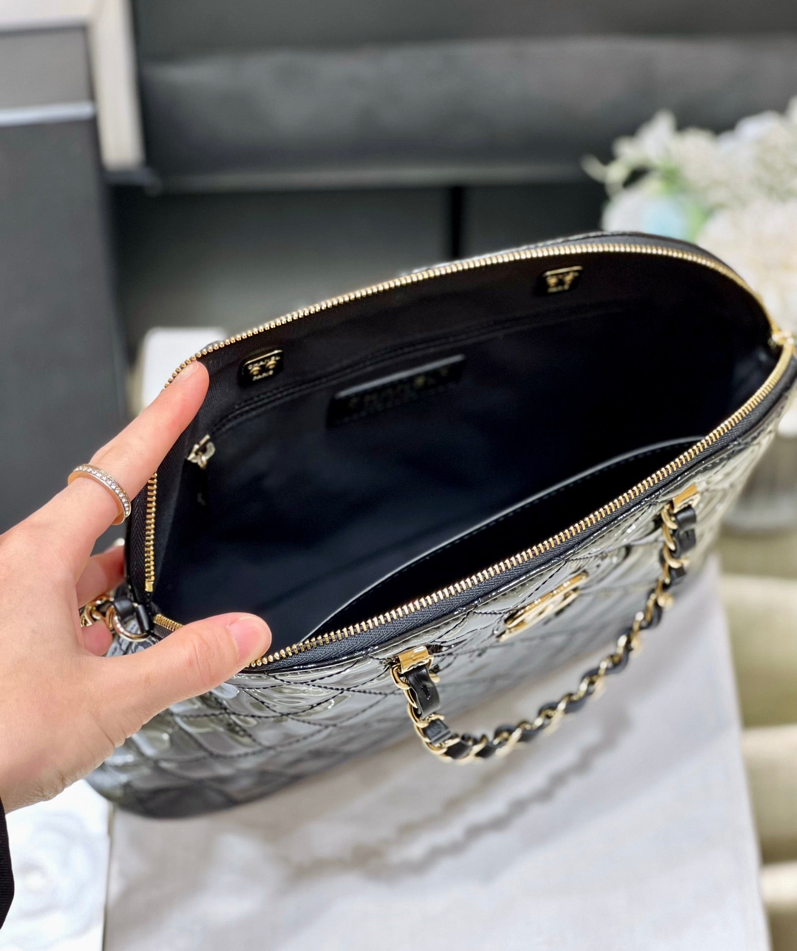 Chanel 2025 Bag Black Patent Leather