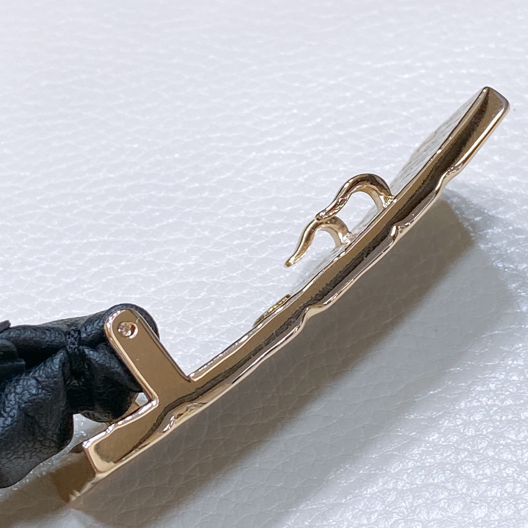 CC Women's Belt 2.0CM Black Calfskin Black Gold Buckle 195975