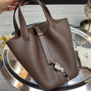 HM PICOTIN LOCK CHOCOLATE TOGO LEATHER