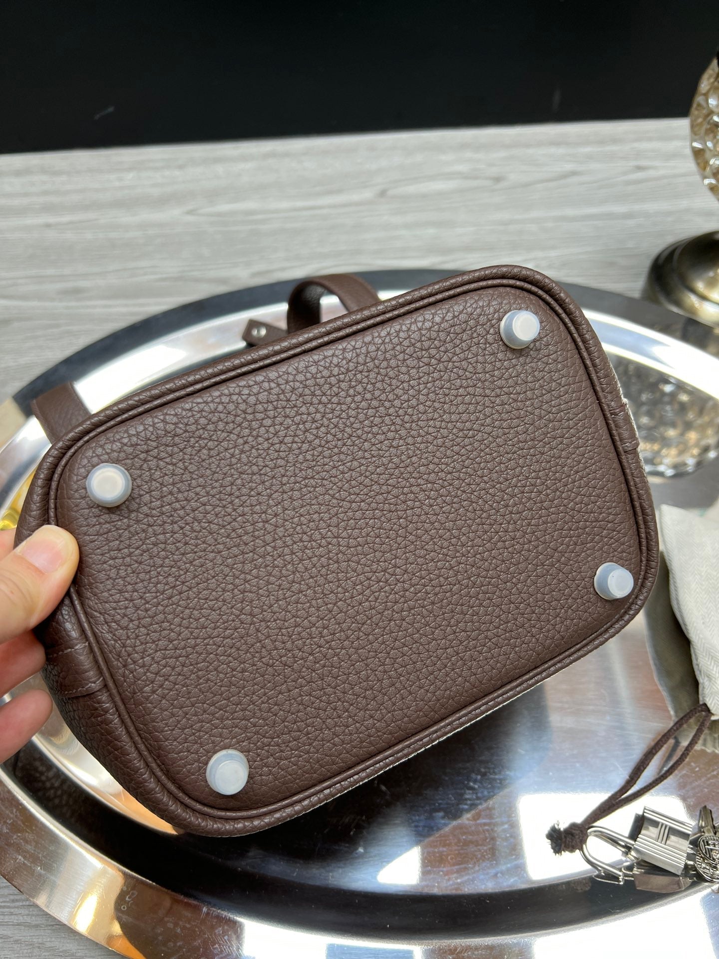 HM PICOTIN LOCK CHOCOLATE TOGO LEATHER