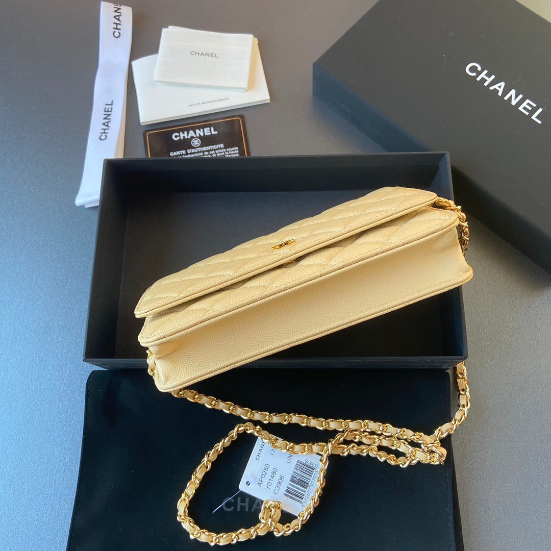 CC Woc 20cm Lime Grained Calfskin Gold Hardware