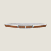 HM ROULIS BUCKLE & REVERSIBLE CINNAMON BROWN AND WHITE LEATHER STRAP 13MM SILVER HARDWARE