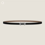 HM GAMMA BUCKLE & REVERSIBLE KHAKI BROWN AND BLACK LEATHER STRAP 13MM SILVER HARDWARE
