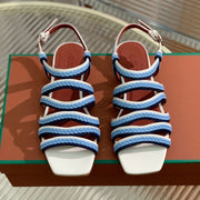 Sprightly Charms Sandal Piana Slippers White Cloud Blue Navy Calfskin