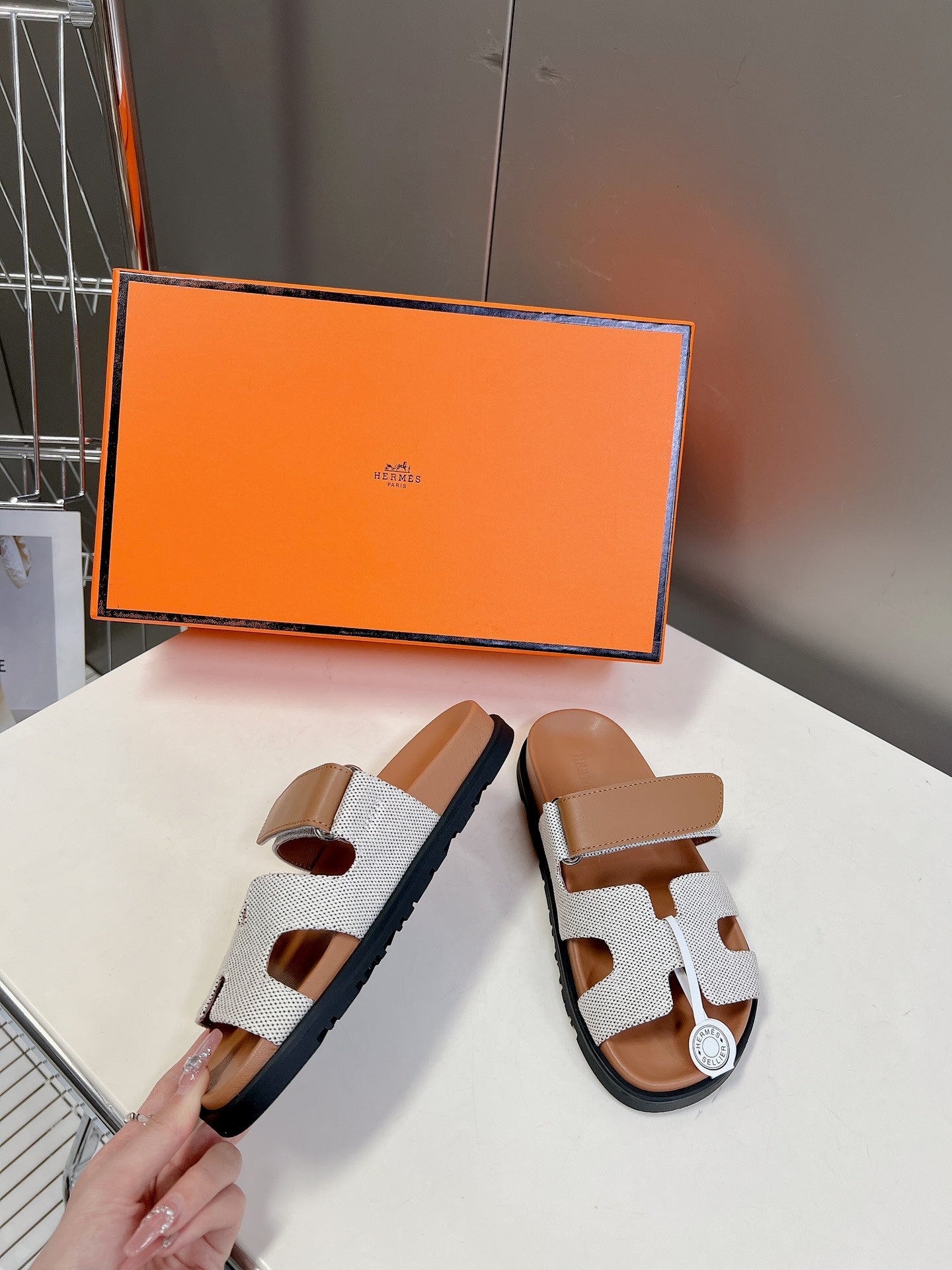 Hermes 2026 Chypre Sandal Canvas Sheepskin 777934