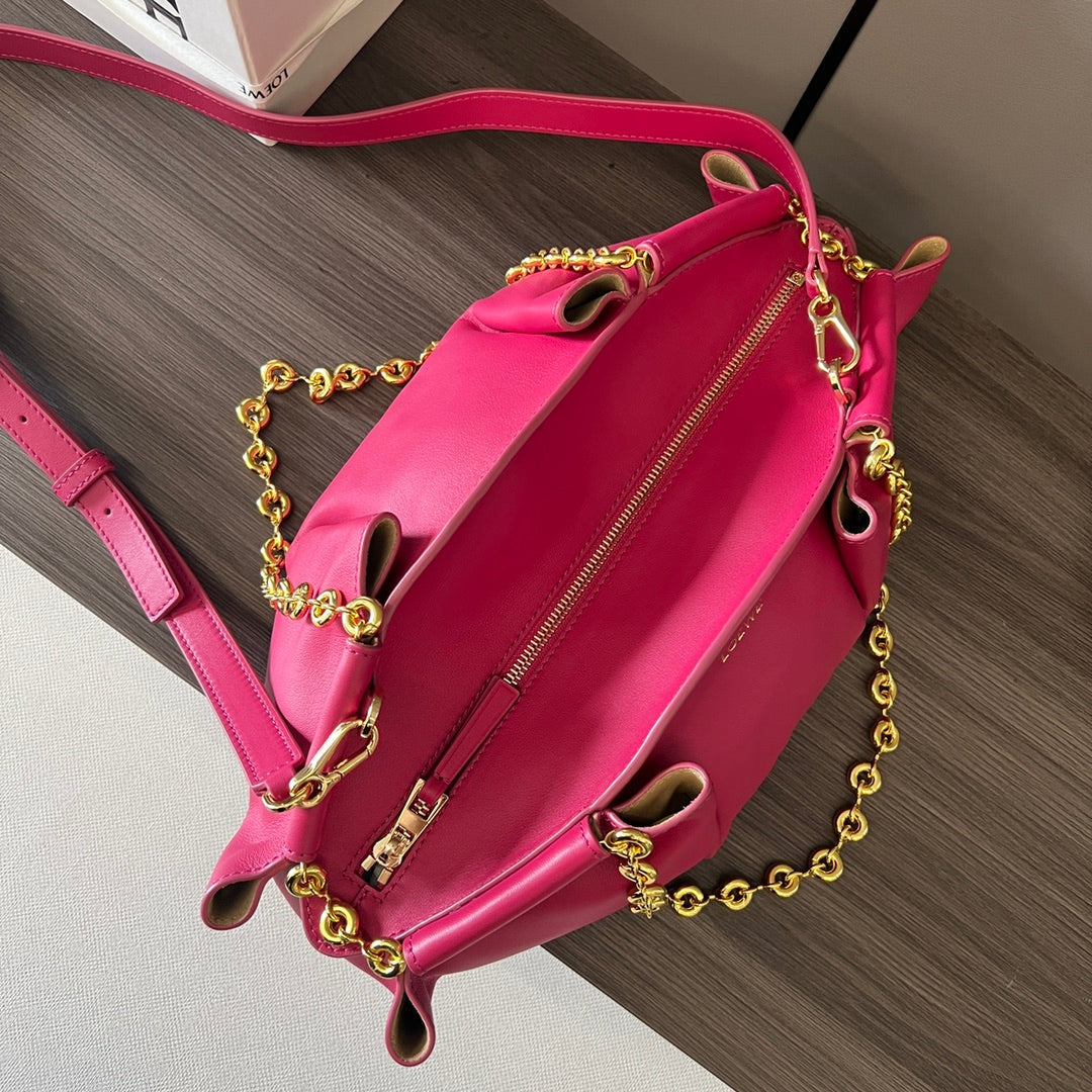 Loewe Small Dumpling Bag 35 Dark Pink Calfskin 280641