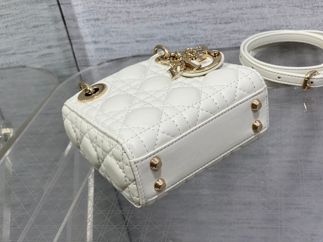 micro lady white lambskin ghw