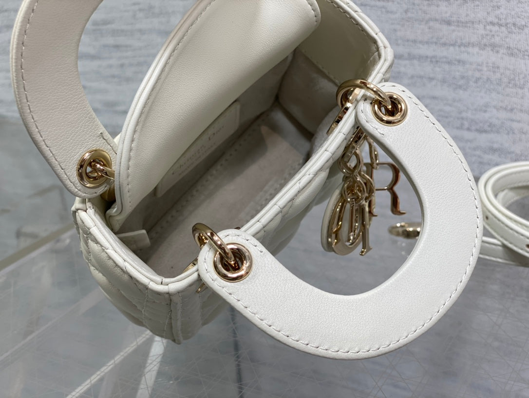 micro lady white lambskin ghw