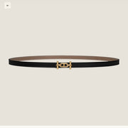 HM ANCRE BUCKLE & REVERSIBLE BLACK AND KHAKI BROWN LEATHER STRAP 13MM GOLD HARDWARE