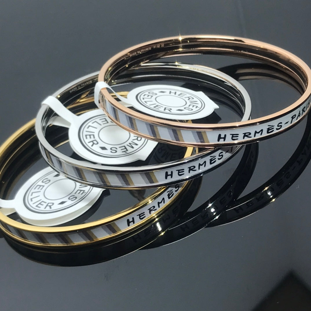 H Enamel Bangle White Bracelet