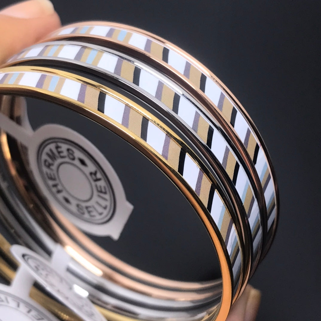 H Enamel Bangle White Bracelet