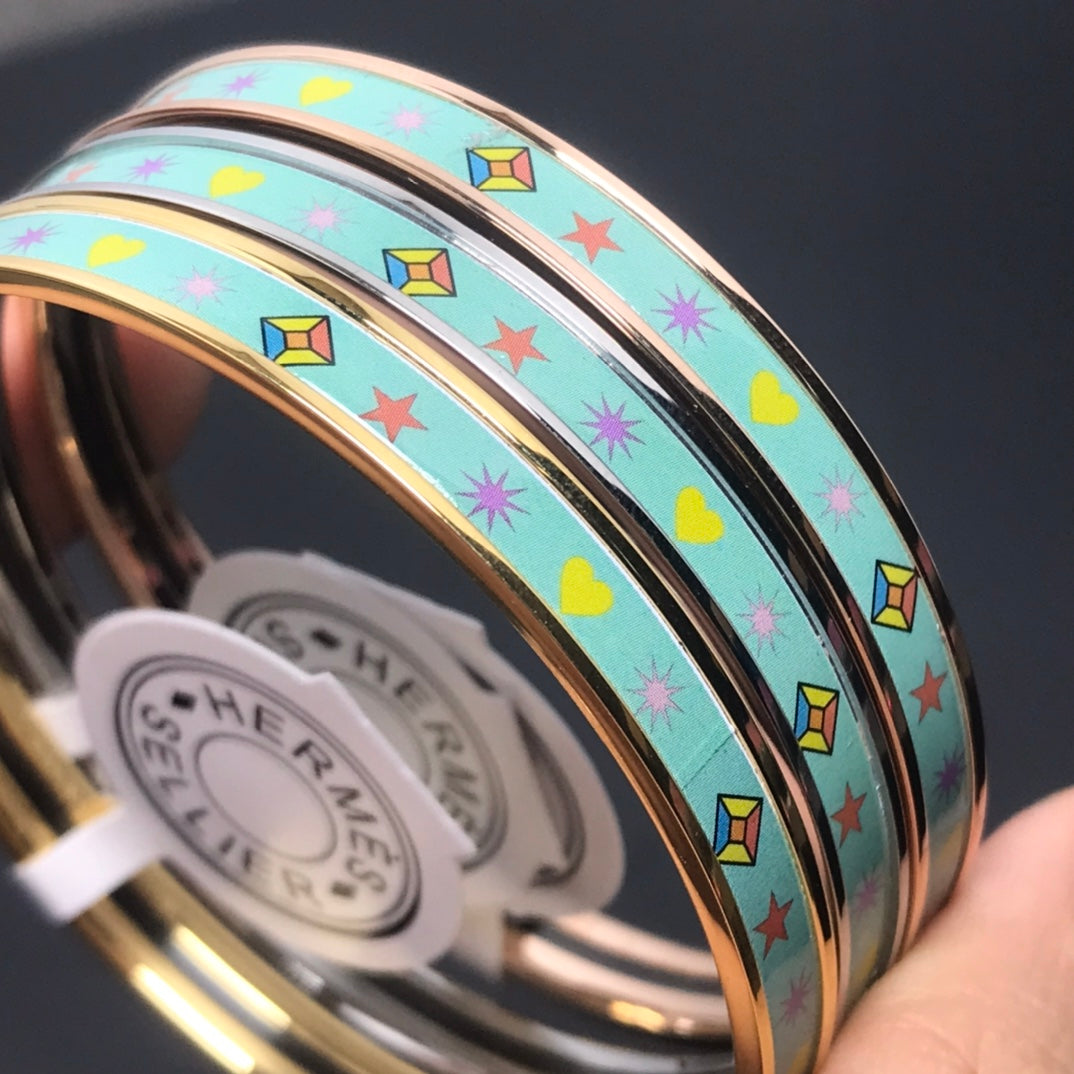 H Enamel Bangle Light Turquoise Bracelet