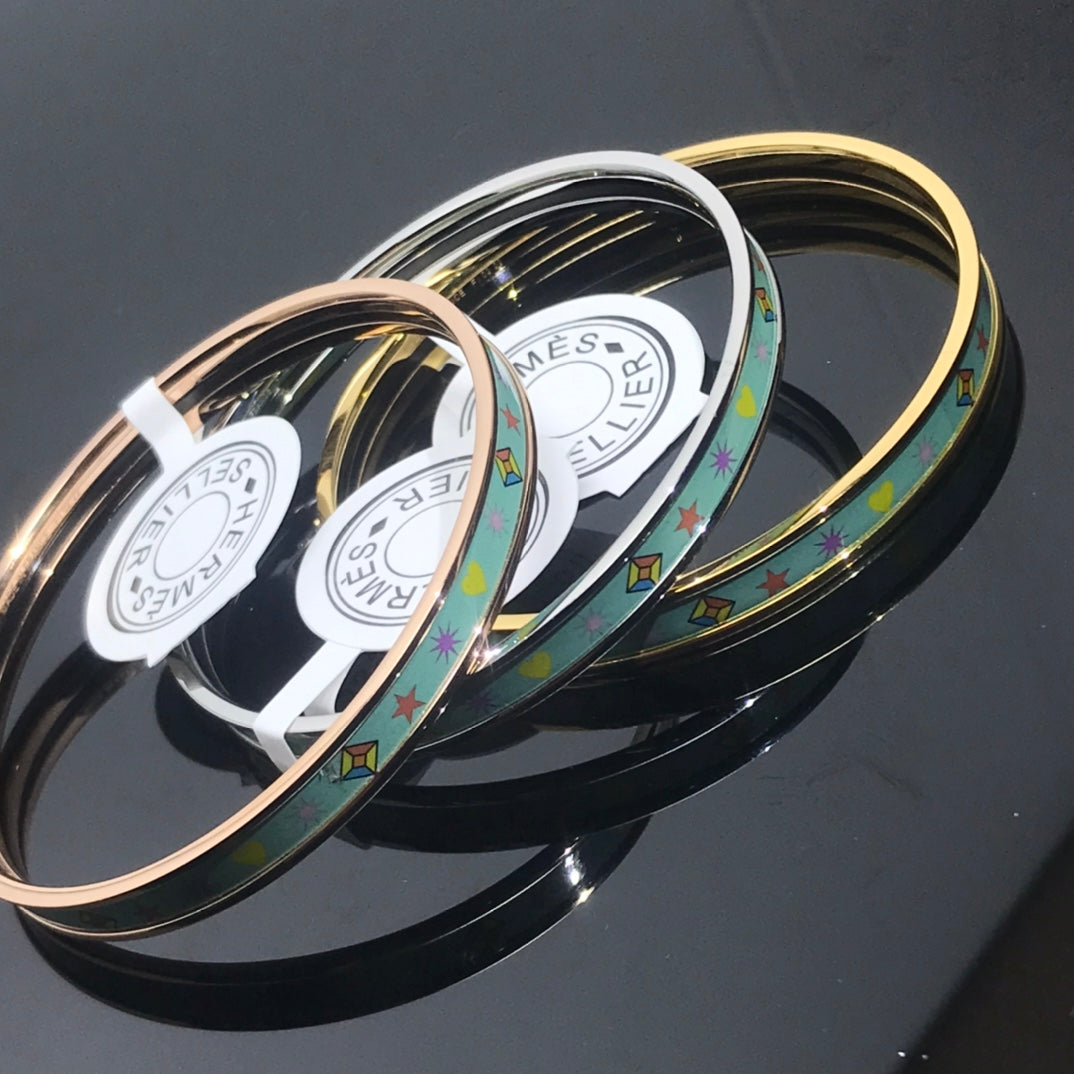 H Enamel Bangle Light Turquoise Bracelet