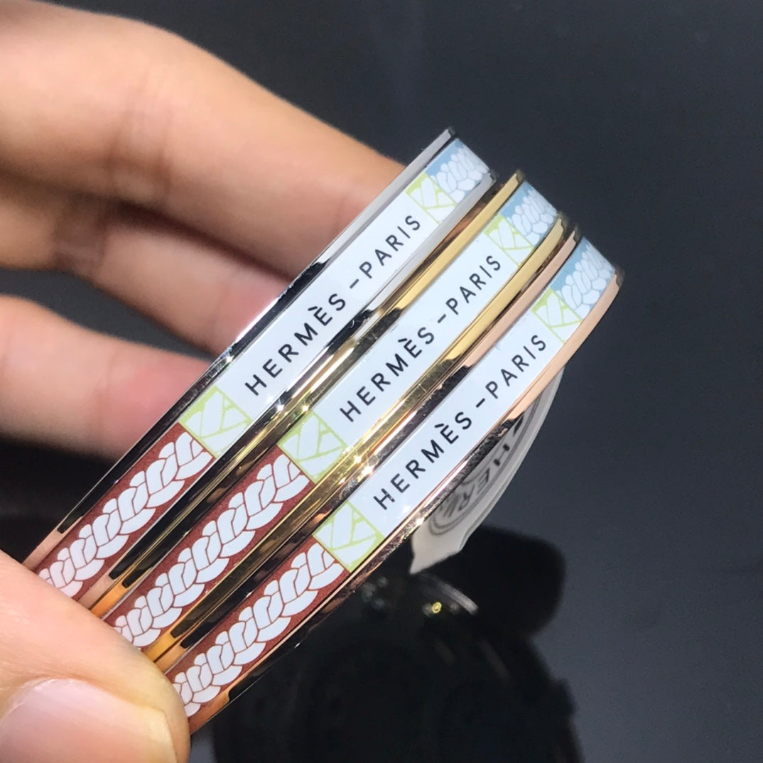 H Enamel Bangle White Blue Red Bracelet