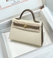 HM Mini Kelly 19cm Cream Etoupe Epsom Gold Hardware