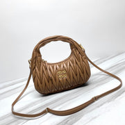 miu wander hobo medium 23cm brown metalasse lambskin