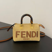 BY THE WAY MINI 18 IN BEIGE STRAW AND BROWN CALFSKIN TRIM