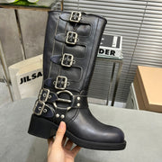 Miu Classic Black Leather Boots