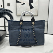 CC Deauville Tweed Bag Black Leather Gold Hardware 23