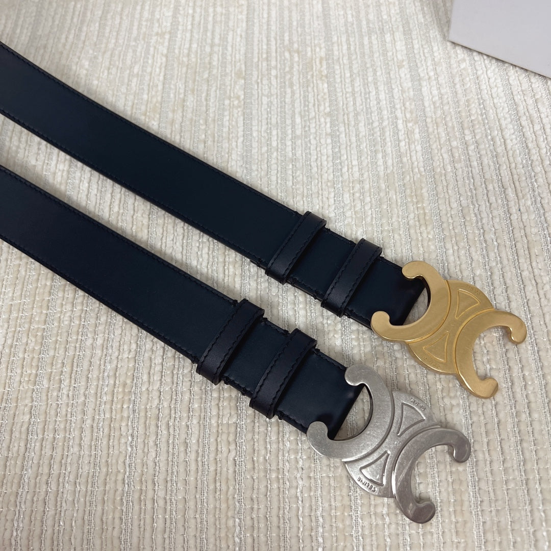 Triomphe Belt 35mm Black Calfskin Shw