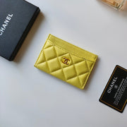 CC CARD HOLDER 11.2 LEMON GRAINED CALFSKIN GOLD ICON