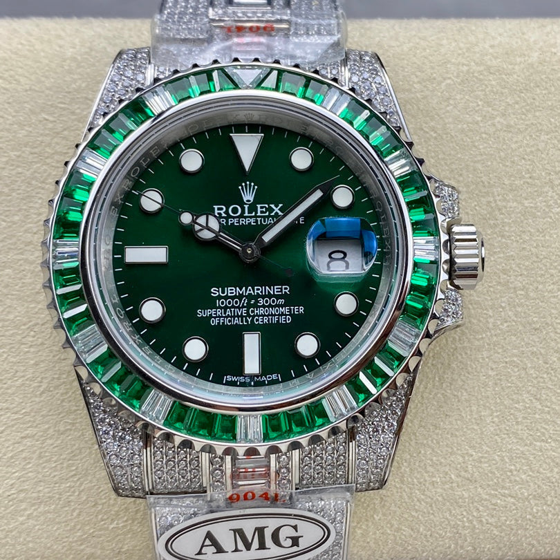 Rolex Submariner Date Green Dial Full Diamond