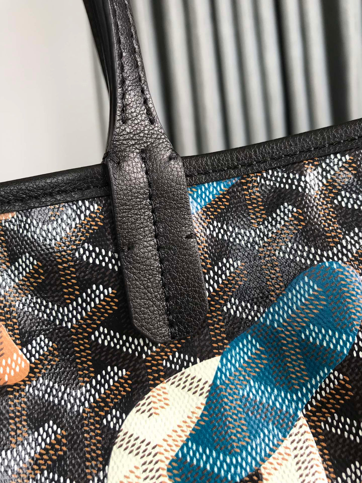 SAINT LOUIS GM BAG 40 IN BLUE LETTRES CAMOUFLAGE GOYARDINE CANVAS