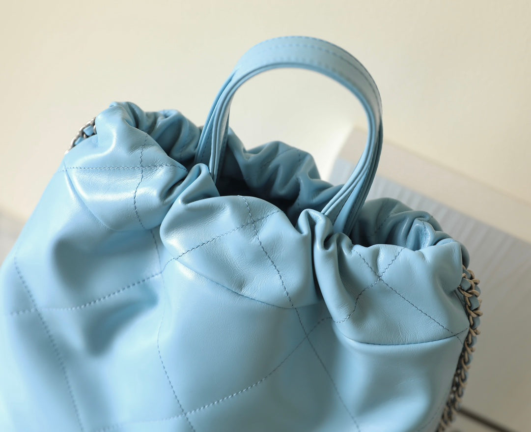 CC 2025 Backpack 34cm Light Blue Soft Calfskin 291407