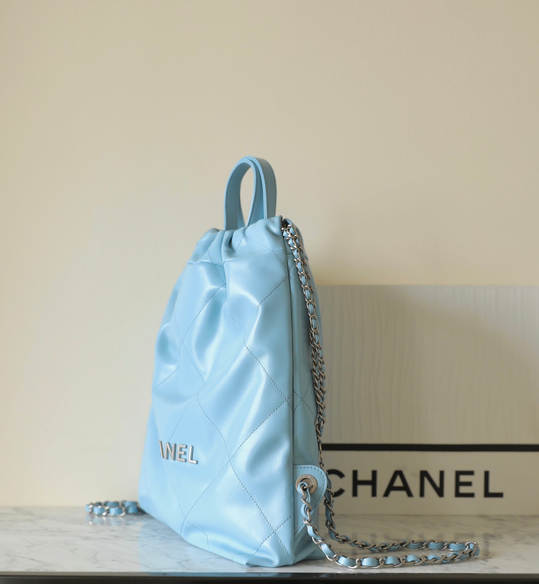 CC 2025 Backpack 34cm Light Blue Soft Calfskin 291407