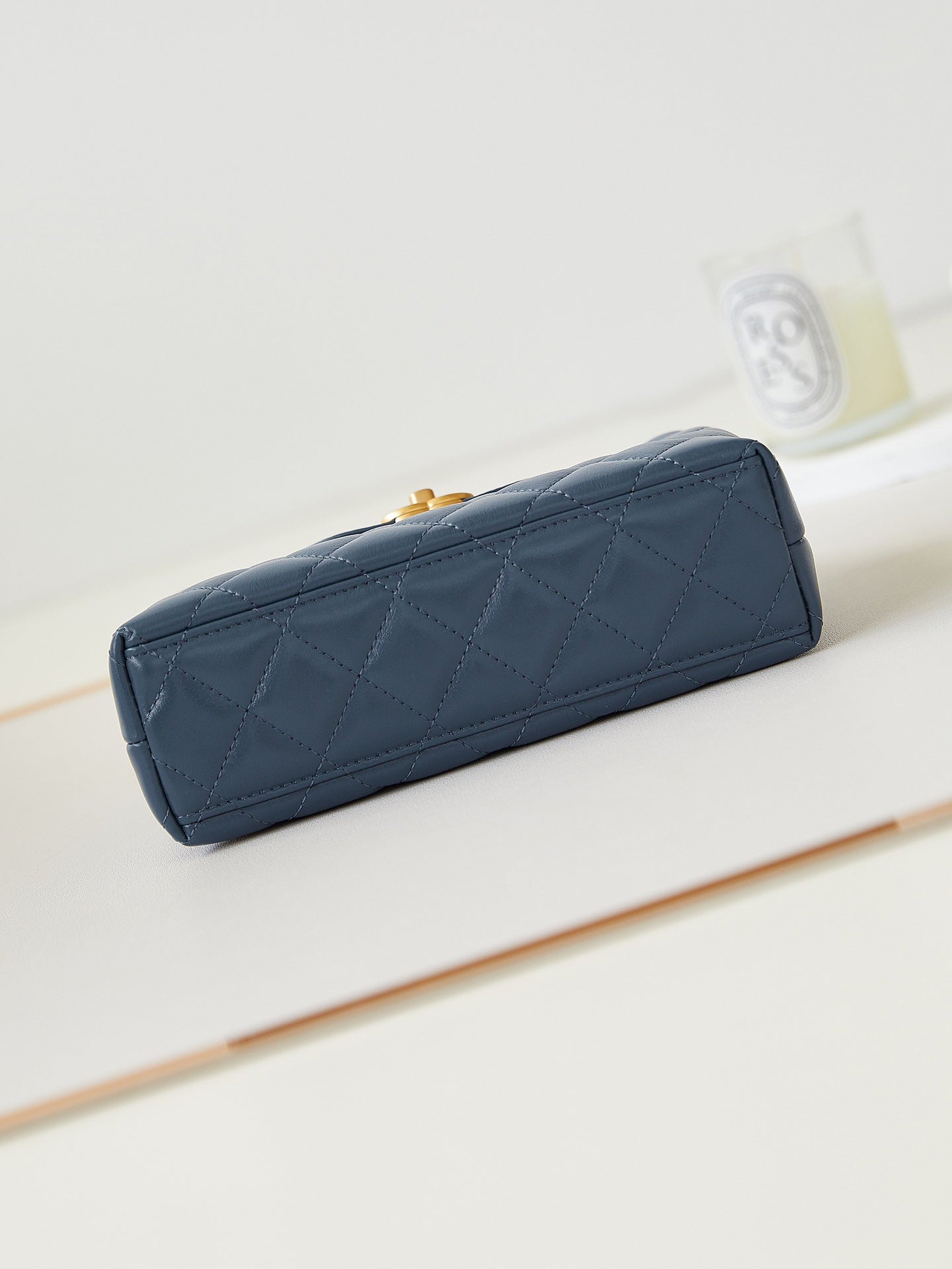 cc 24a nano 19cm kelly shopper bag steel blue lambskin