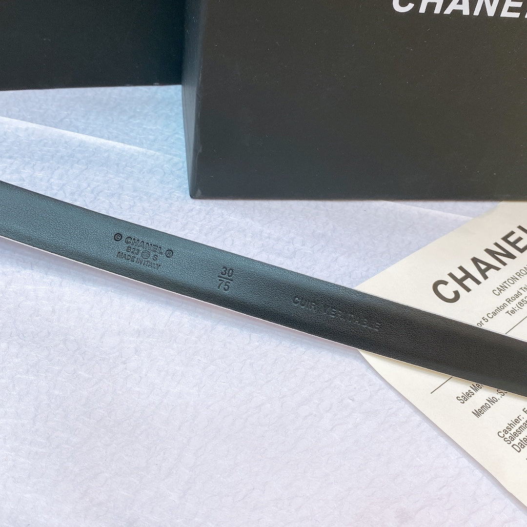 Chanel 2026 CC Rhinestone Twisted Belt 20mm Calfskin