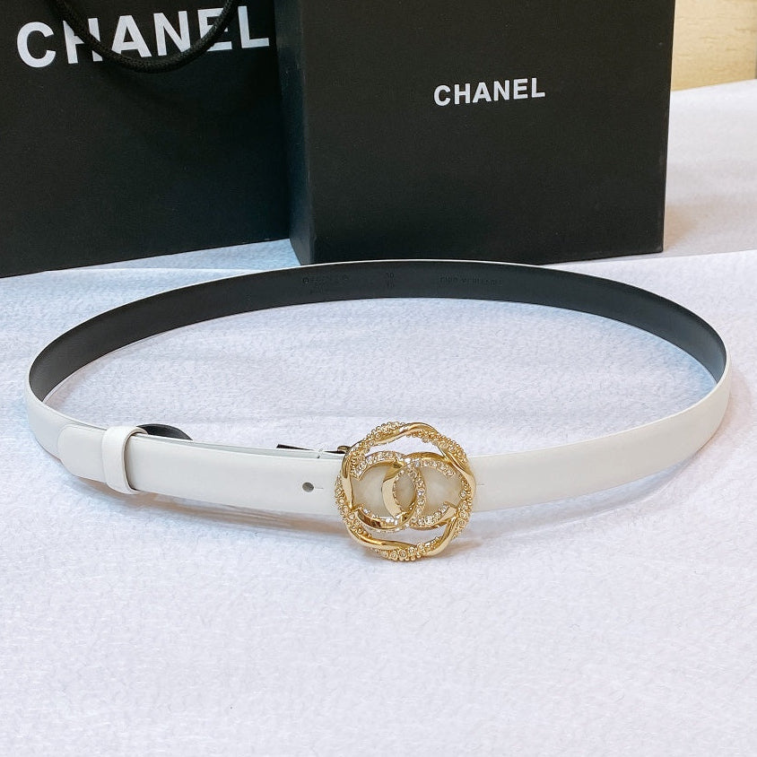 Chanel 2026 CC Rhinestone Twisted Belt 20mm Calfskin