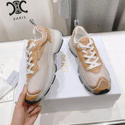 CD Vibe Sneaker White Beige Brown Polyester Mesh Fabric And Lambskin