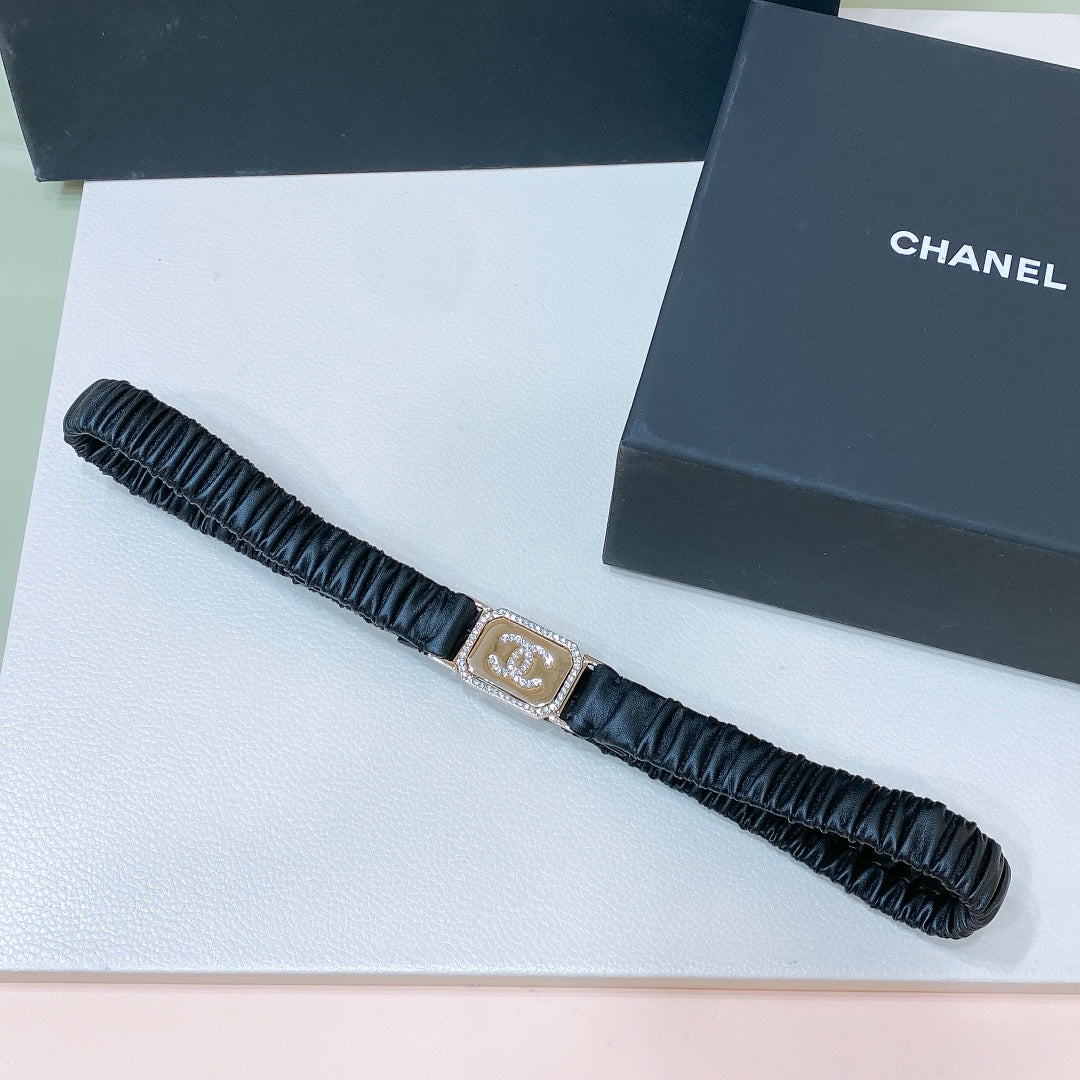 Chanel 2026 Rhinestone Square Buckle Belt 20mm Calfskin 208816
