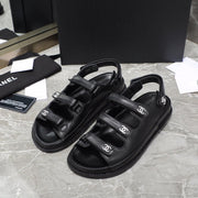 dad sandal black calfskin silver cc