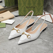 GG Slingback Flat Sandals white