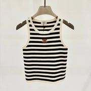 Celin Black Beige Stripe Tank Top