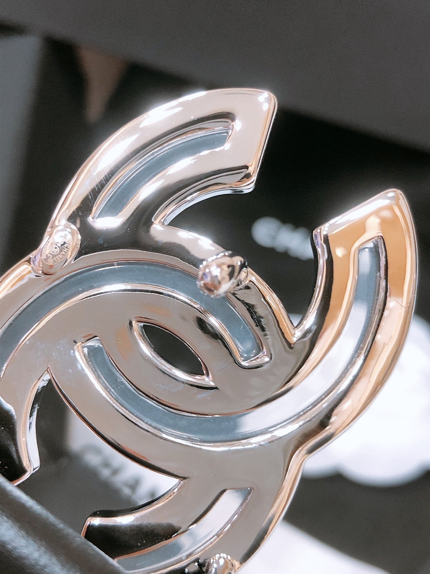 CHANEL BELT 3CM IN BLACK LAMBSKIN SILVER HARDWARE