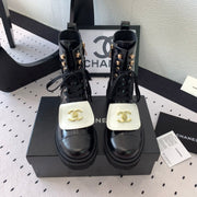 CC Short Boots In Black Mix White Logo Print Lambskin 938059
