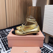 Miu Mary Jane Gold Metallic Lambskin