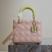 Lady Bag 17cm Pink Pale Green Lambskin
