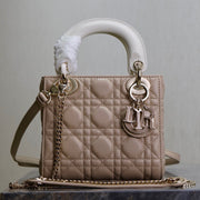 Lady Bag 17cm Beige White Lambksin