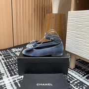 CC Mary Jane Light Blue Bow Tie Velvet And Lambskin
