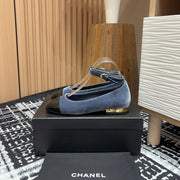 CC Mary Jane Black Light Blue Velvet And Lambskin