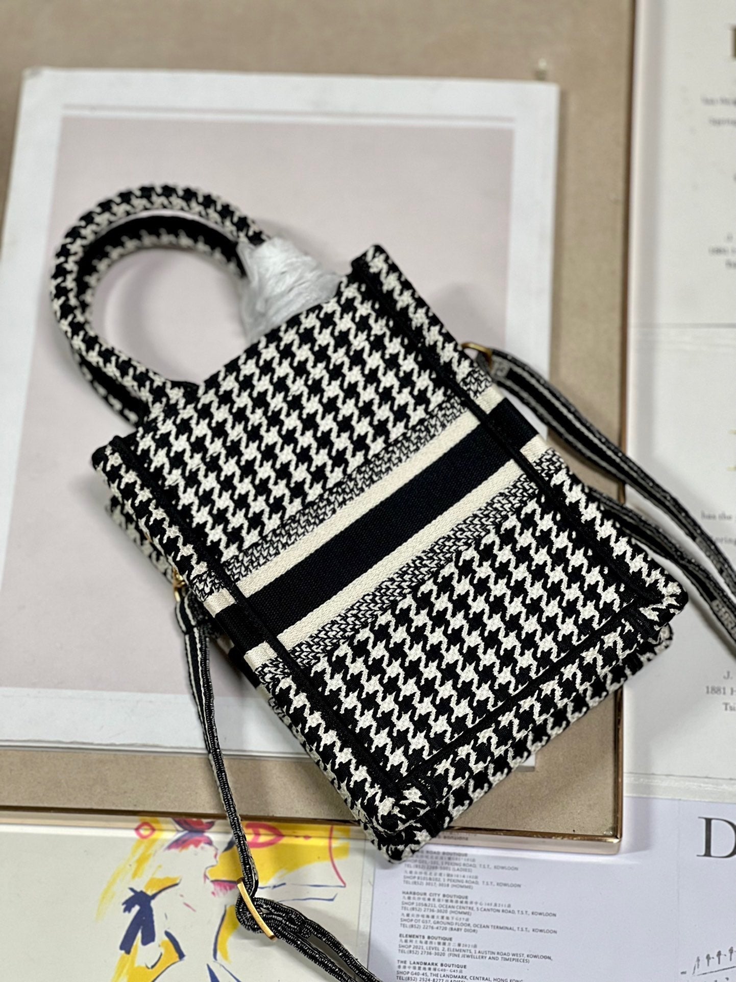 CD Mini Book Tote 13.5 cm Black Beige 336419
