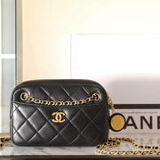 24K Mini Camera Case 18cm Black Lambskin