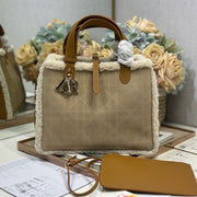 CD Toujours 28.5 Camel Brown Cowhide And Fur Gold Hardware