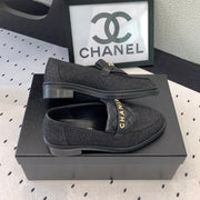 CC Moccasins In Black Denim Fabric 147020