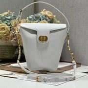 CD  Montaigne Large Chain Bucket Bag White Calfskin 336797