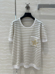 CD Short-sleeved T-shirt beige yellow Linen Viscose